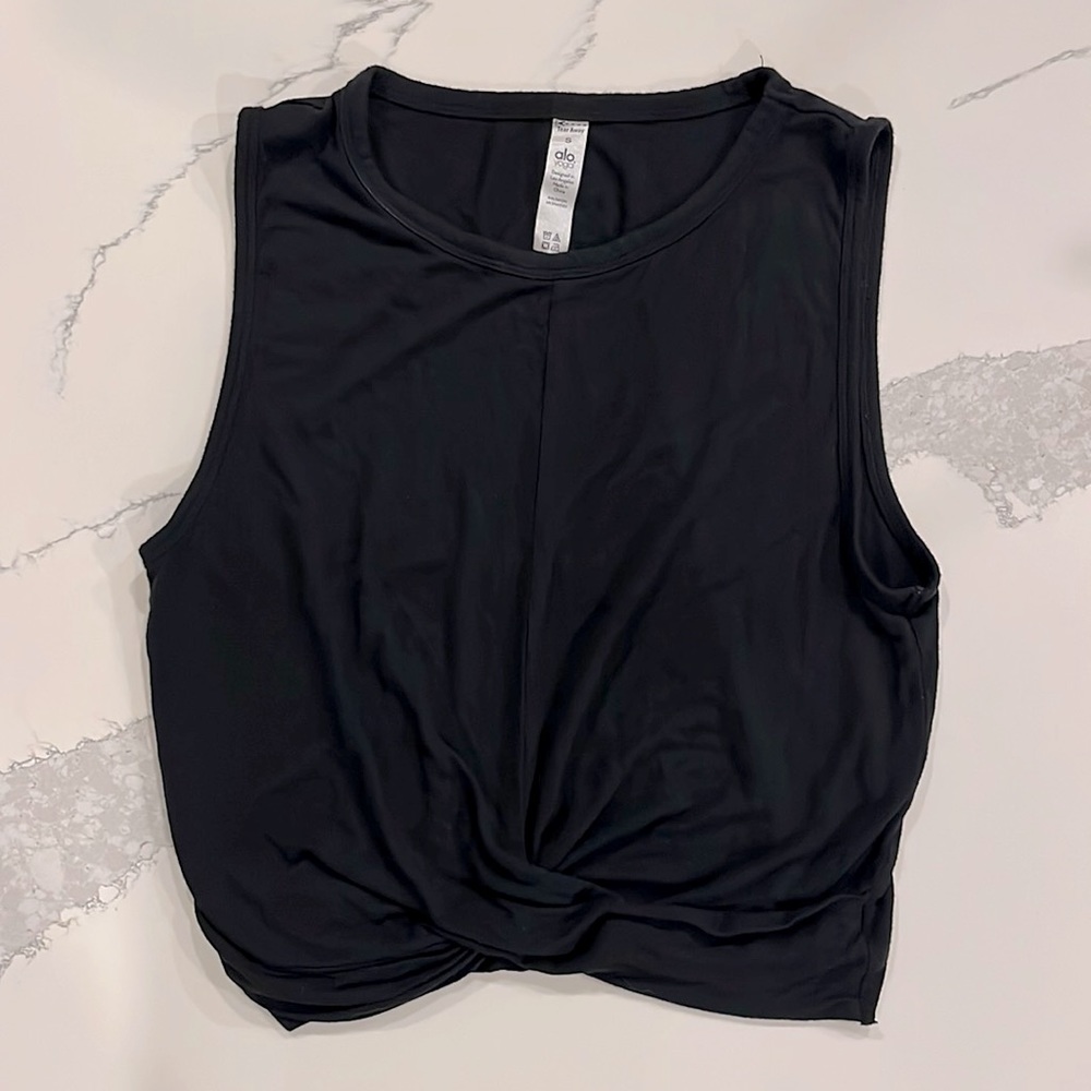 ALO YOGA Black Cover Tank Crop Size Small